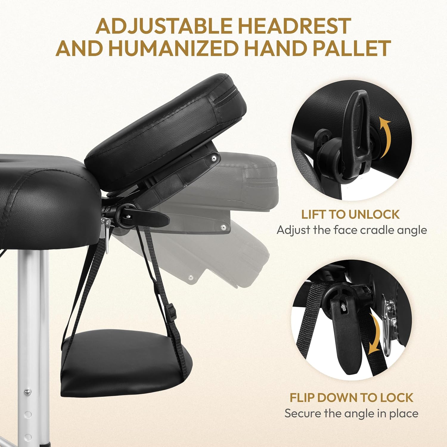 Portable Folding Massage Table Adjustable Lash Tattoo Bed Black