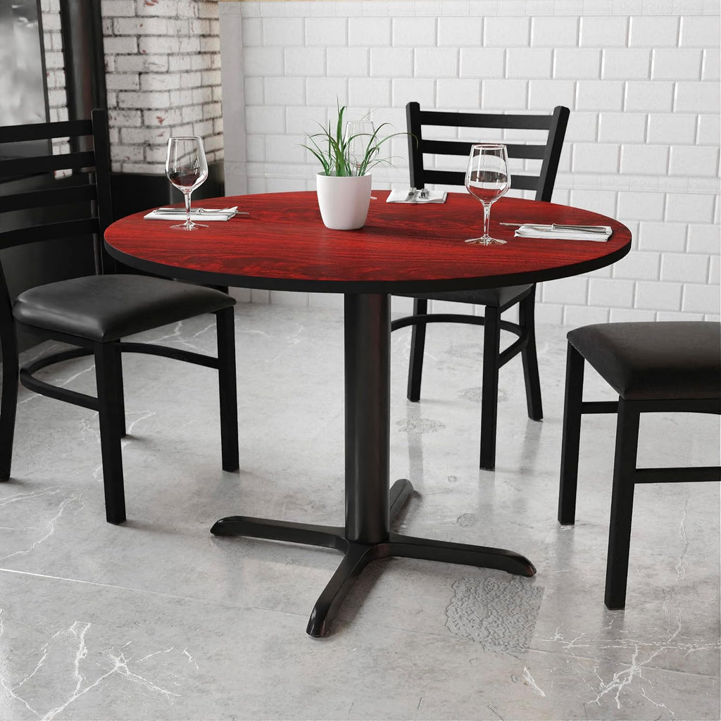 Table and 33x33 X-Base, Mahogany