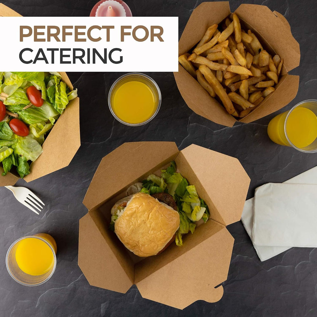 Take Out Food Containers Microwaveable Kraft Brown Take Out Boxes 45 oz (50 Pack) Leak and Grease Resistant Food