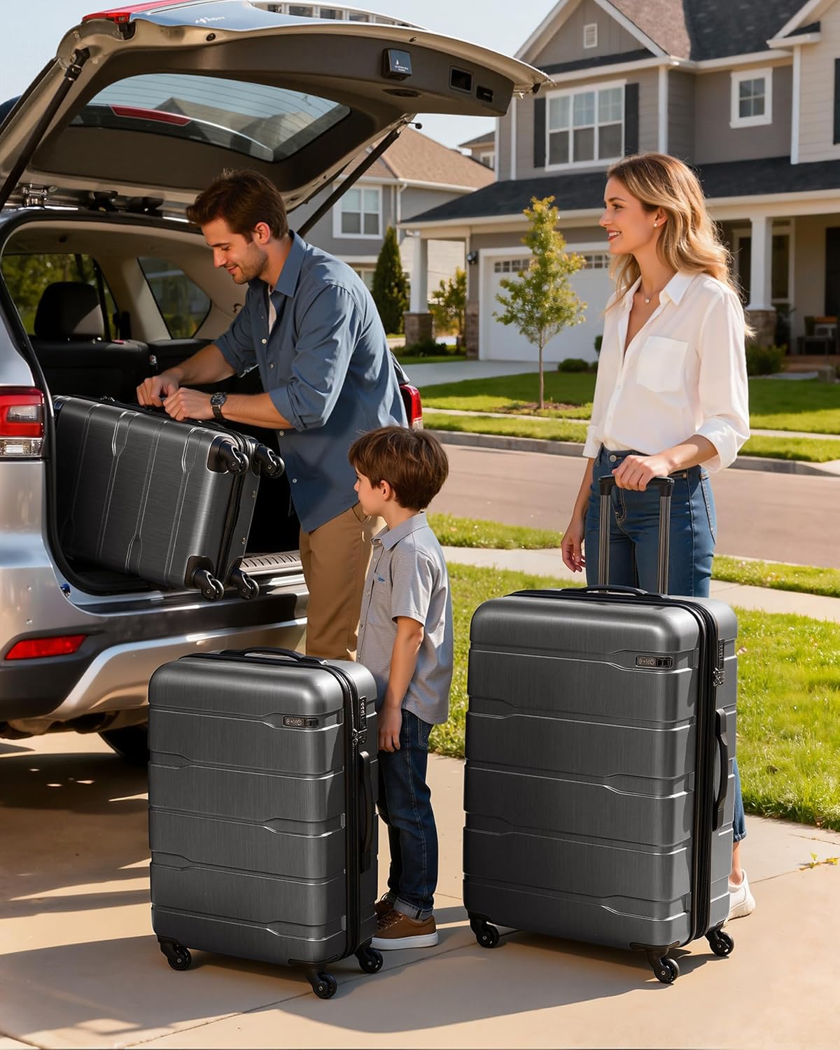 Luggage Set 3 Piece Hardside PC+ABS Suitcase with TSA Lock, Expandable Large Checked Luggage, Lightweight Rolling