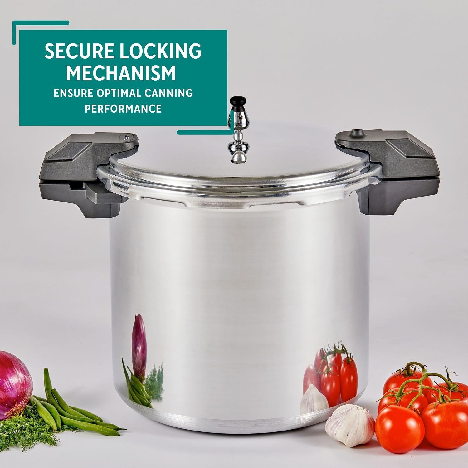 22 Qt Aluminum Pressure Canner with 3 Regulators, 5, 10 & 15 PSI