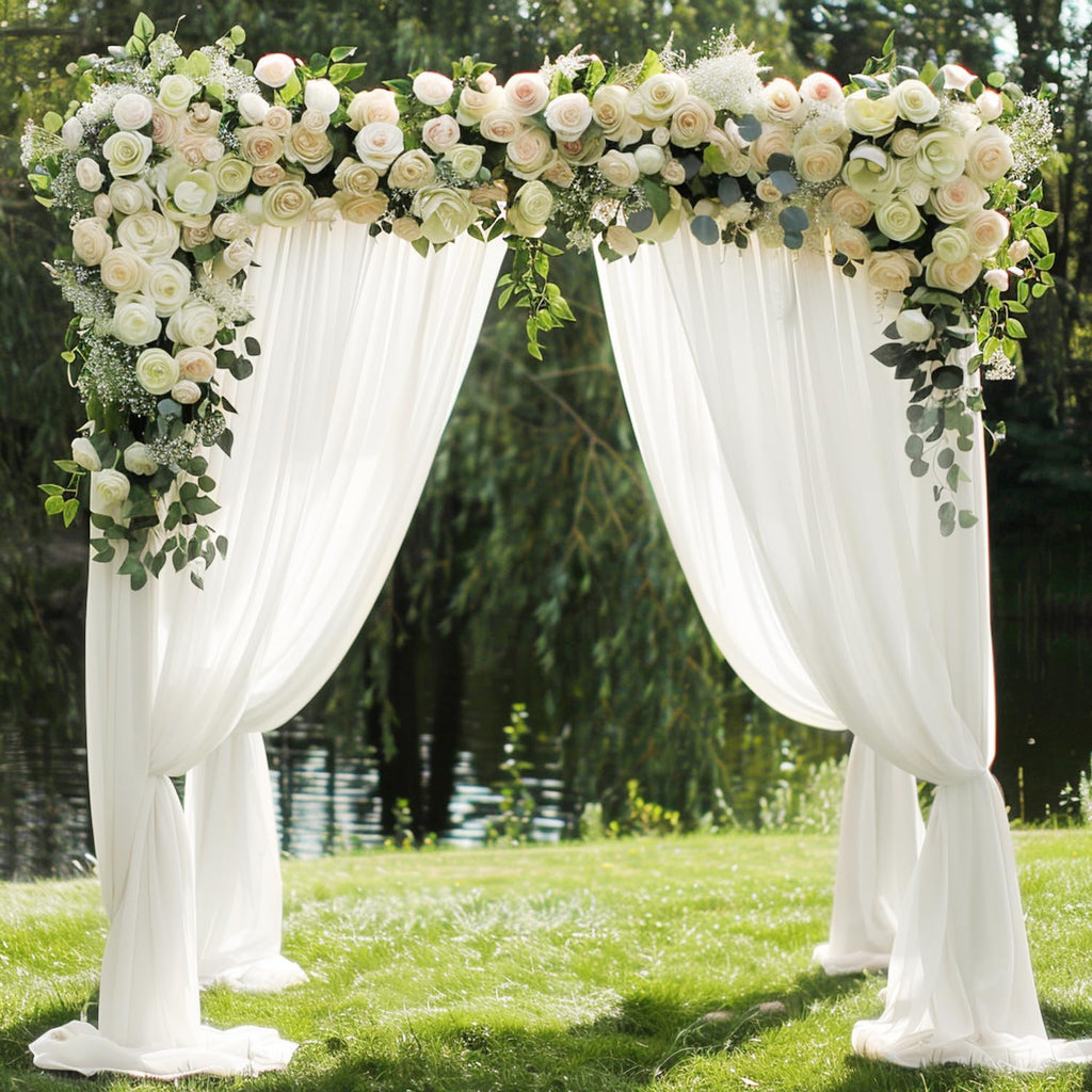 Ivory Wedding Arch Draping Fabric Backdrop Drapes Sheer 2 Panels