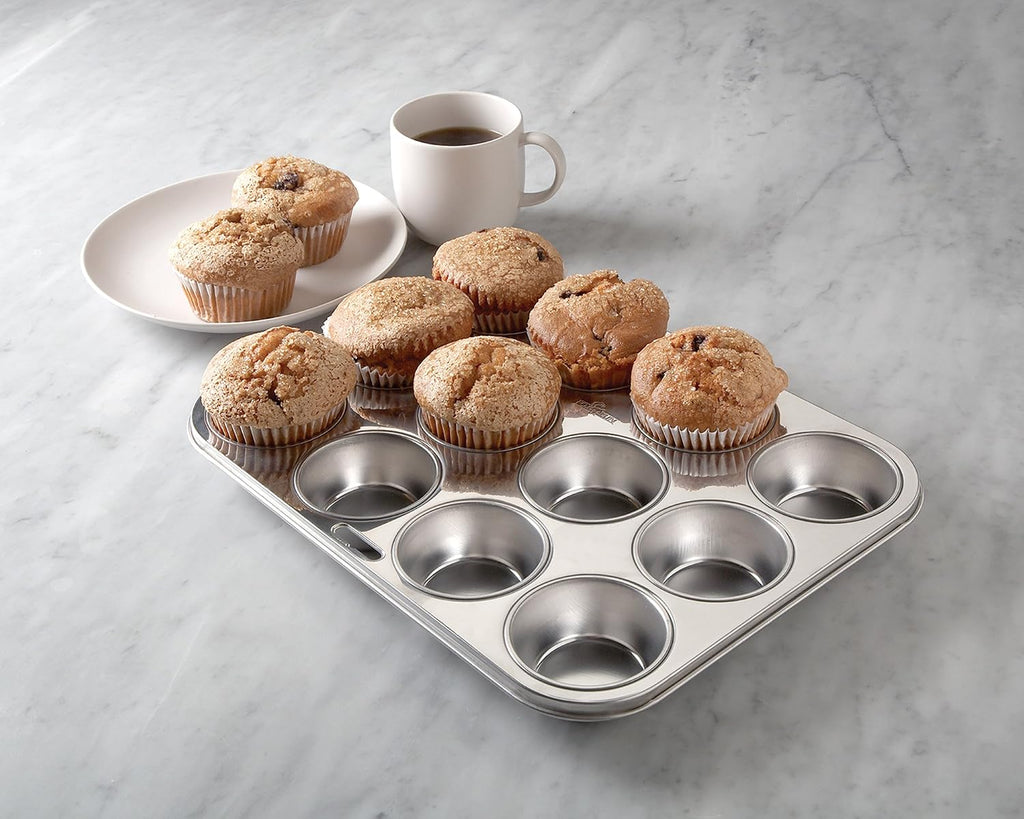 Muffin and Cupcake Pan, 12 Standard Cup Stainless Steel Muffin Pan