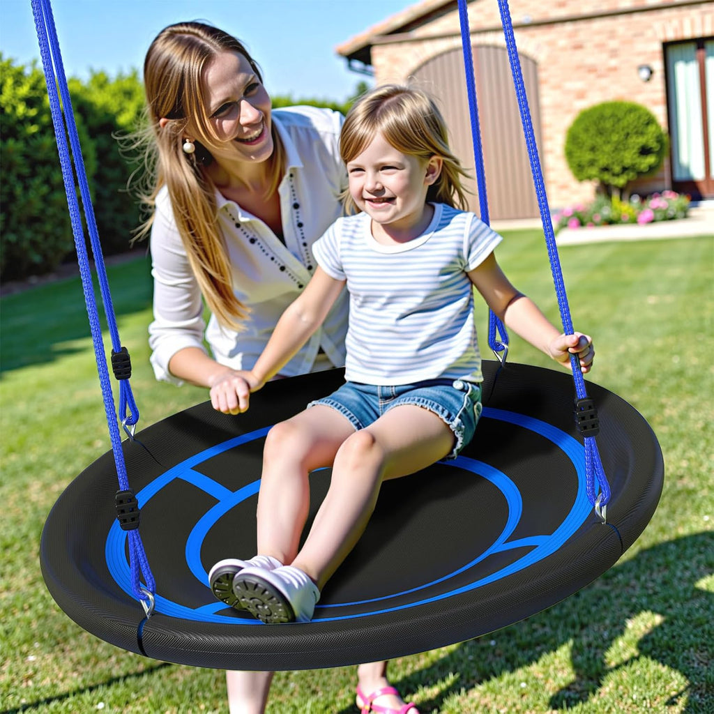 3-in-1 Swing Set for Backyard for Kids 3-8, 550lbs, Heavy Duty Metal A-Frame for Outdoor Playset, Two Blow-Molded