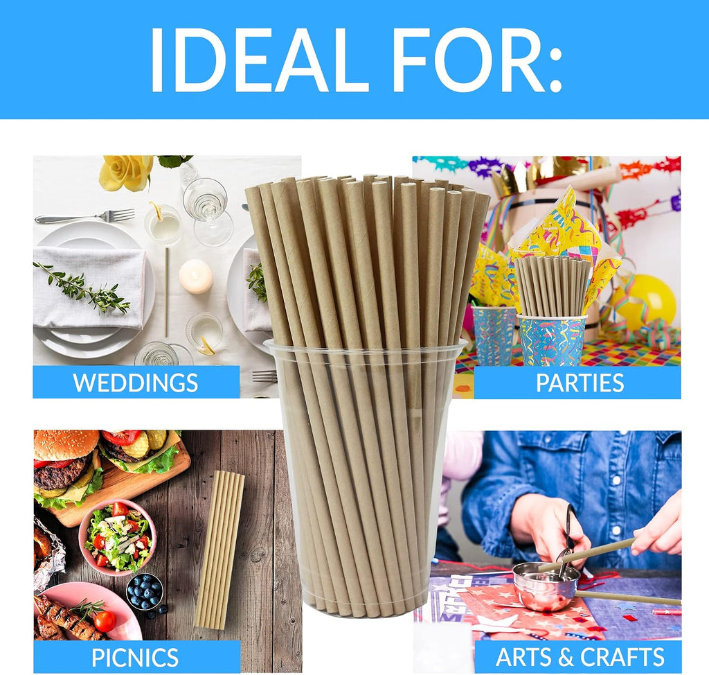 400 Pack Paper Straws (Kraft Brown) | Paper Straws for Drinking