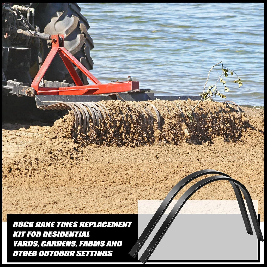 6 Pack Rock Rake Tines 1" x 5/16" Landscape Rake Tine One Bolt Mount Replacement Heat-Treated Clam Tines for Tractor