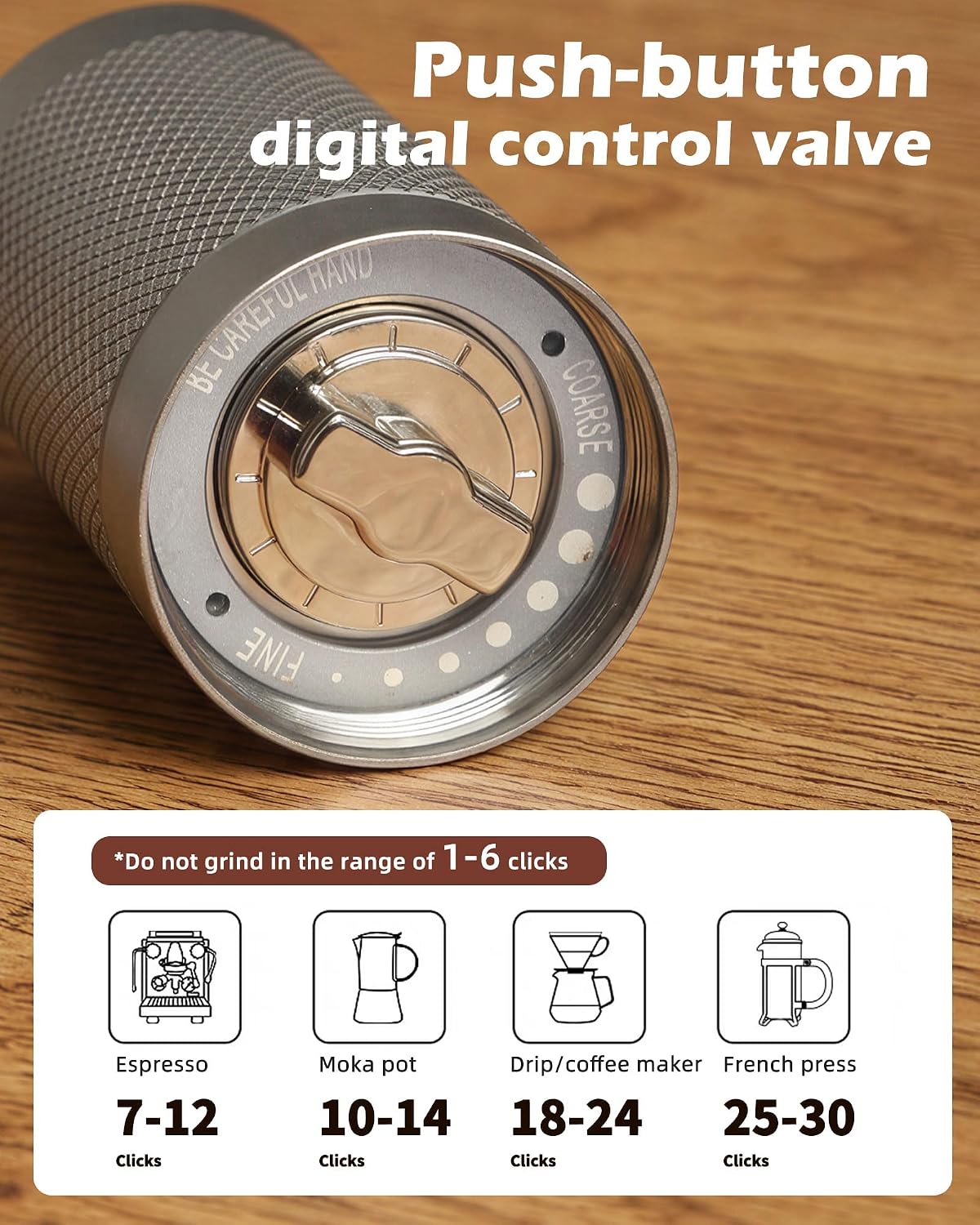 Pro Manual Coffee Grinder Stainless Steel Conical Burr With Adjustable Settings.Portable For Espresso, French press