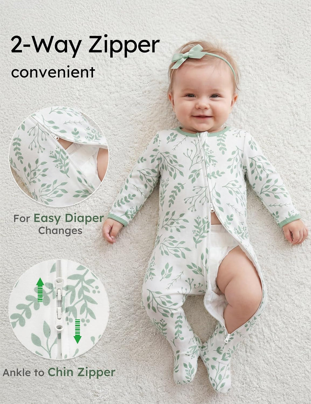 Baby Pajamas 100% Organic Cotton Newborn Sleepers Boy Girl Clothes