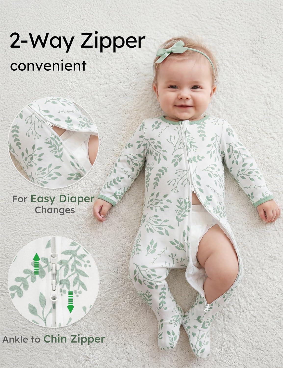 Baby Pajamas 100% Organic Cotton Newborn Sleepers Boy Girl Clothes