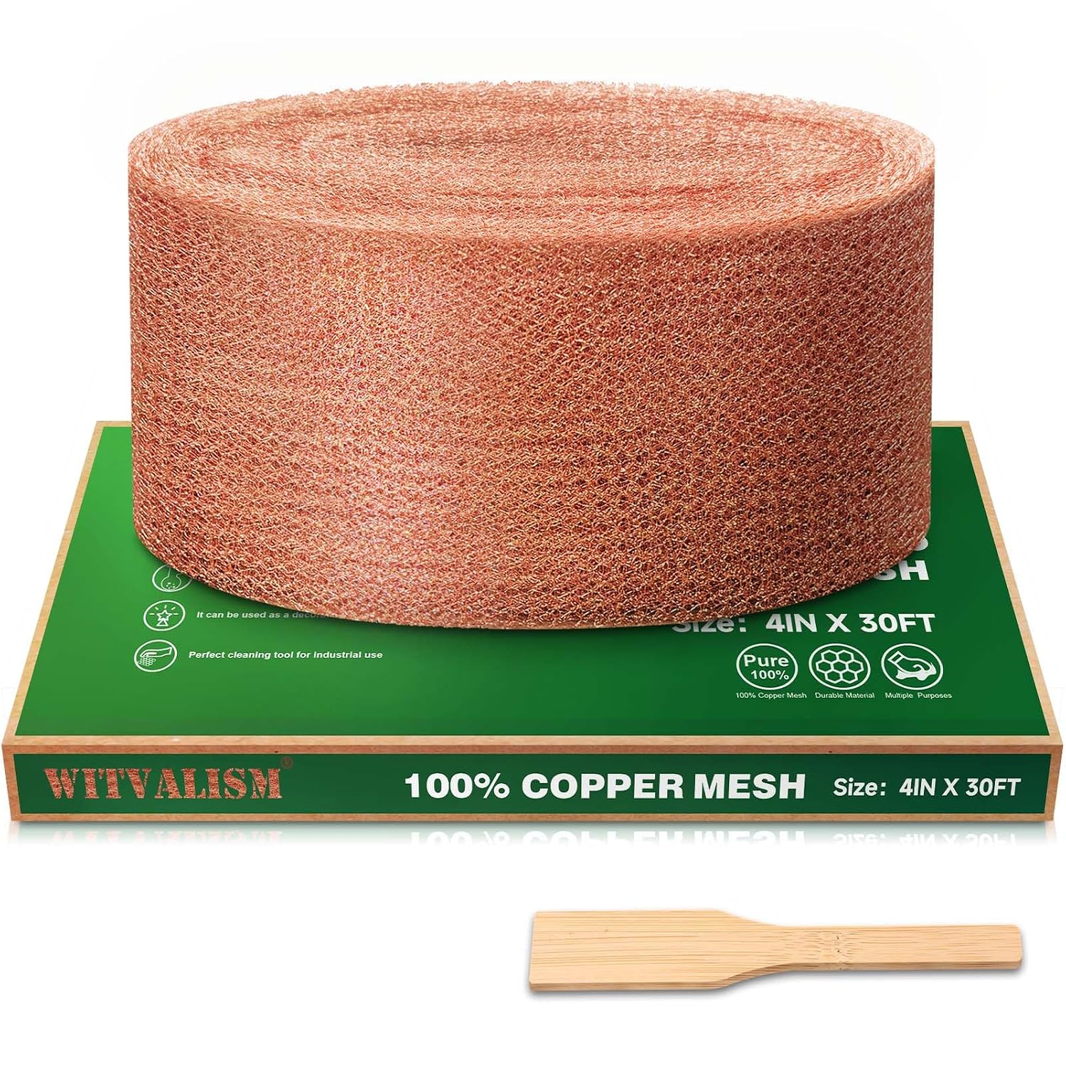 5th Gen Copper Mesh Rodent Control Set, 4in x 30ft Premium Pure Copper Wool | Rustproof Mesh Roll for Mice Slug Snail