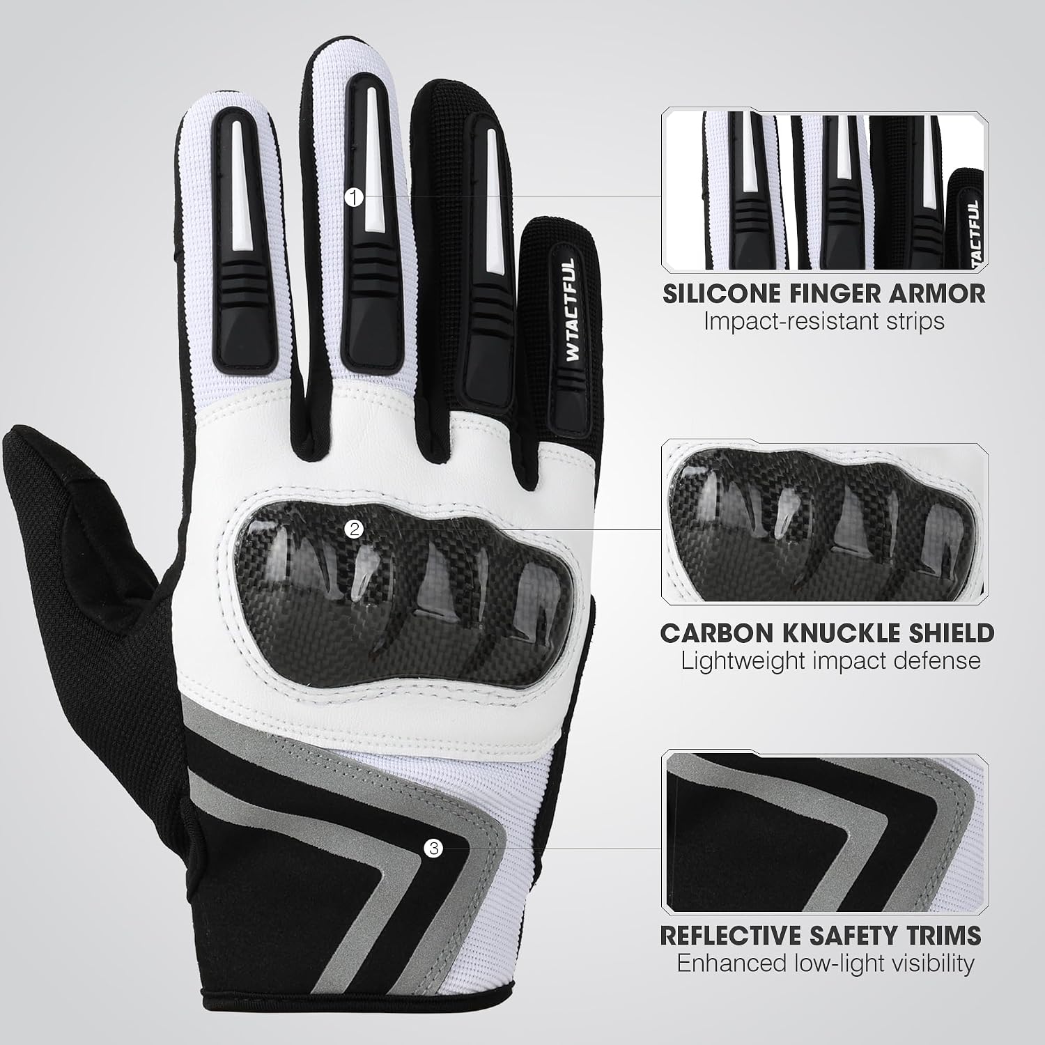 Lightweight Motorcycle Gloves for Men Women Touchscreen Summer | Carbon Knuckle Protection, Breathable & Anti-Slip