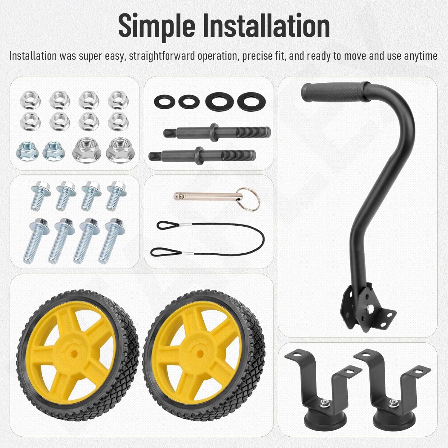 8” Never-Flat Generator Wheel Kit for Predator Watt Generators | Fits 4000 6500 8750, Equipped With An Adjustable Handle