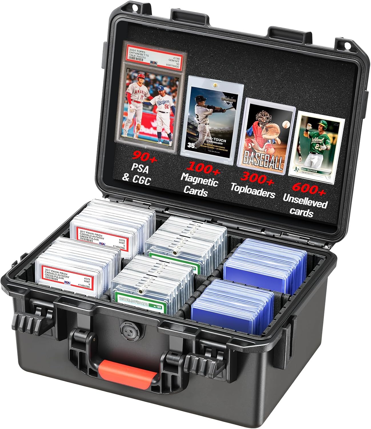 Graded Card Case Storage Box - Fits PSA BGS SGC Toploaders Magnetic Holders | Trading Card Storage Organizer, Hard
