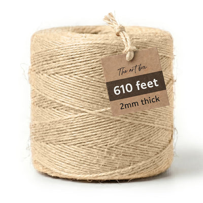 610FT Natural Jute Twine String, Bulk Hemp Jute Rope Cord Twine for Crafts Gardening, Gift Wrapping, Wedding Décor