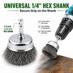 12 Pcs Wire Brush for Drill Set Abrasive Wire Wheel for 1/4" Hex Shank Wire Cup Brush for Drill for Removing Paint and Rust, Metal Carbon Steel