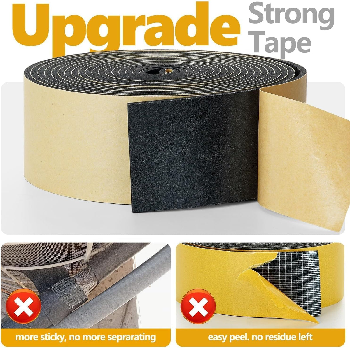 Pipe Insulation Tape, Pipe Wrap Insulation Foam Tape Self Adhesive, Outdoor Water Pipe Insulation Roll for HVAC, AC
