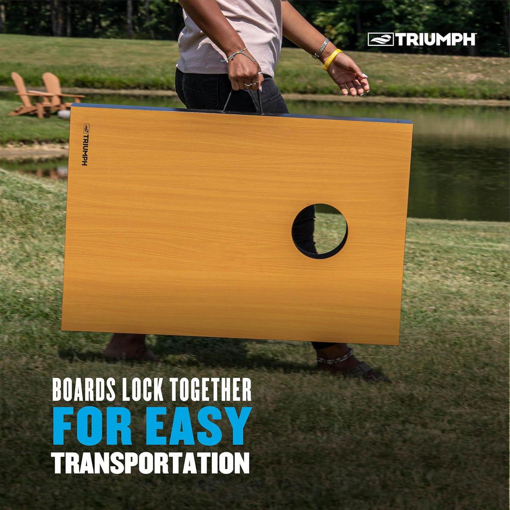 Triumph Tournament 2' x 3' Cornhole Set with 8 All-Weather Bean Bags – Durable Tailgate Game Boards for Backyard