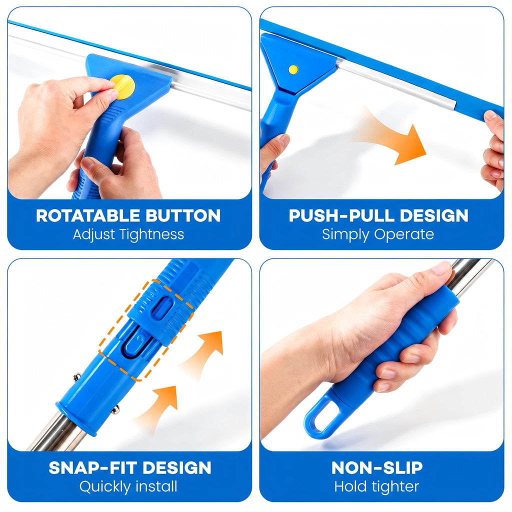 7Pcs Window Cleaning Kit with 3Gal Collapsible Bucket & 81"Squeegee