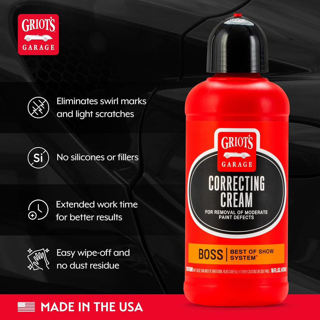 BOSS Correcting Cream for Car Polishing and Detailing, Swirl, Scratch Remover for Vehicles, 16oz