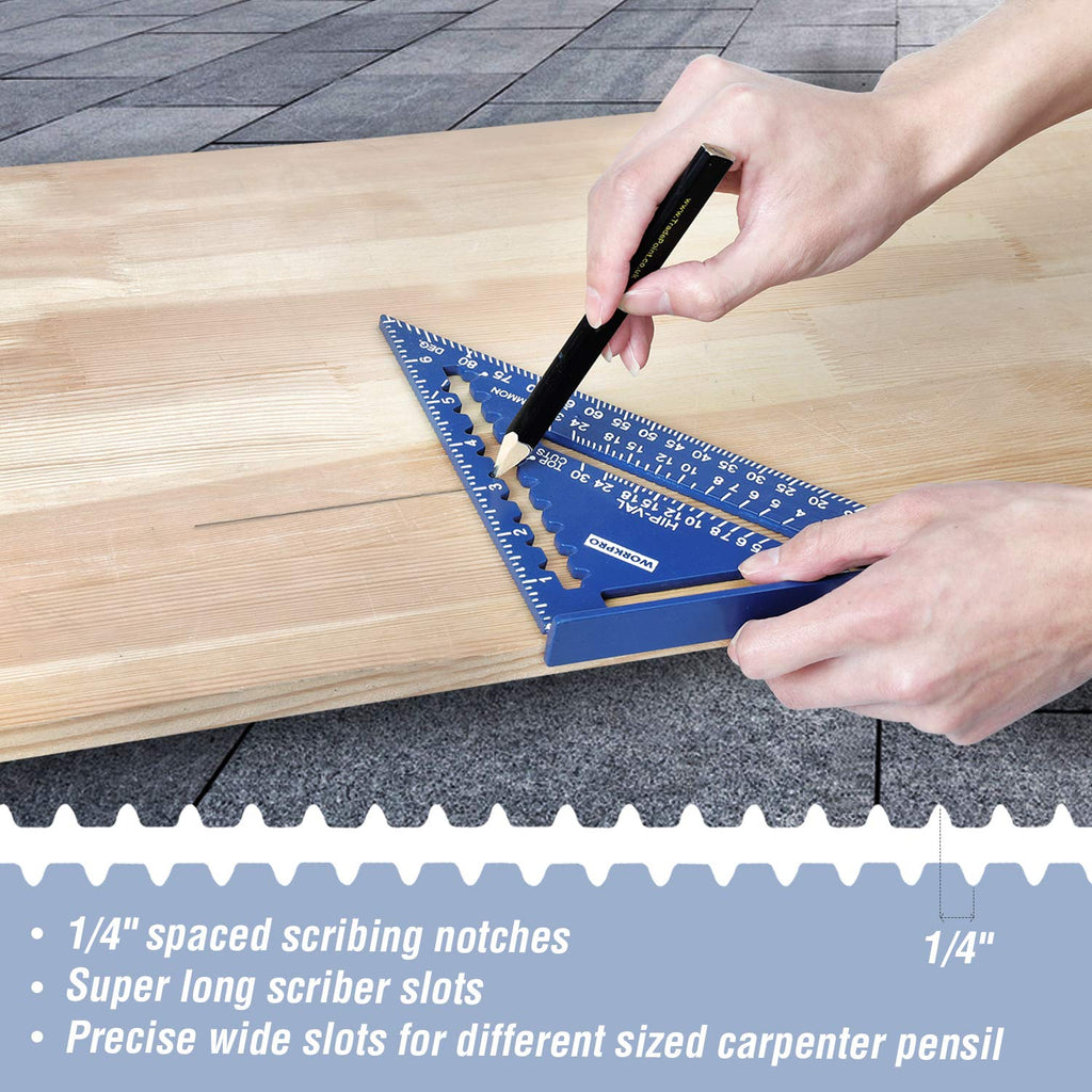 Aluminum Alloy Carpenter Square and Zinc-Alloy Square Ruler Set | 12" Combination Square with Stainless Steel Rule