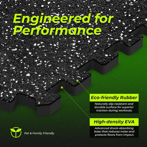 0.56'' Thick 48 Sq Ft Rubber Top High Density EVA Foam Exercise Gym Mats Non-Slip 12 Pcs - Interlocking Puzzle Floor
