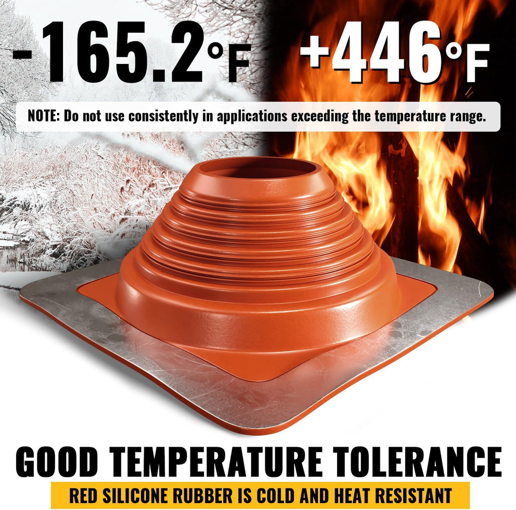 #7 Metal Roof Vent Flashing, Silicone Roof Vent Boot, Red, 1-Pack