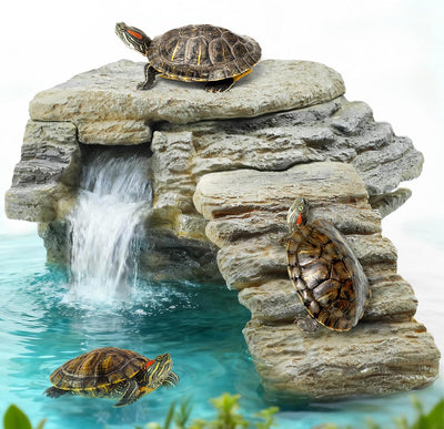 130GPH Turtle Tank Filter, Ultra-Quiet Turtle Filter with Turtle Basking Platform, Detachable Bridge for