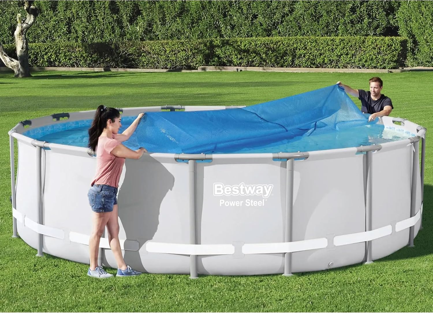 Flowclear 15 Feet Round Above Ground Solar Pool Cover Only for Pool Water Maintenance of Swimming Pools 16 Feet in