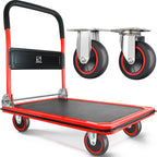 Push Cart Dolly, Foldable Moving Platform Flat Cart, 660 lb, Red