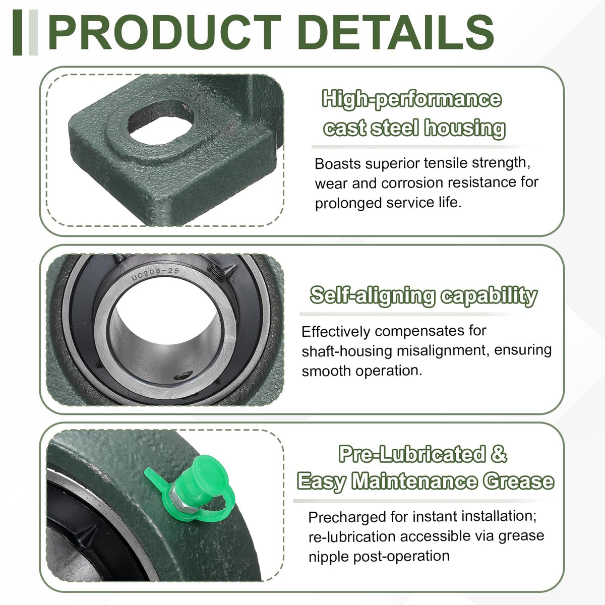 uxcell UCP208-25 Pillow Block Bearings, 1-9/16inch Bore Self Alignment