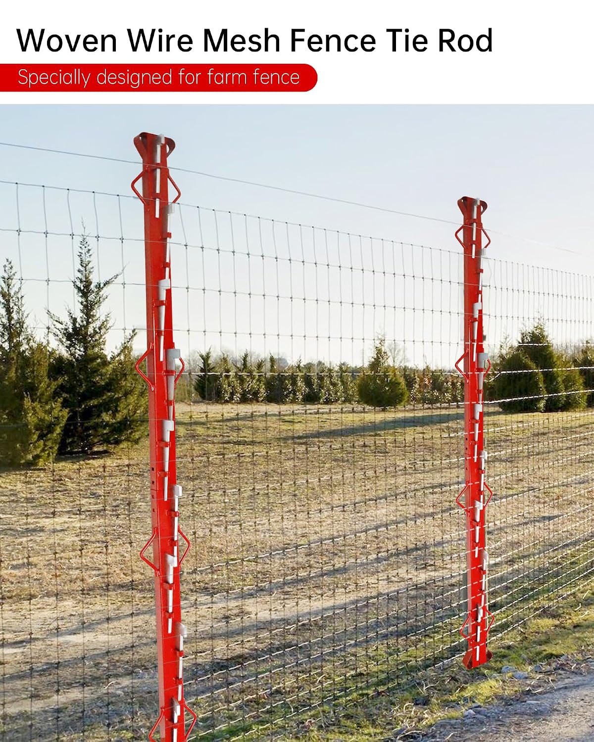 8ft Woven Wire Fence Stretcher Bar with 9 Wedges