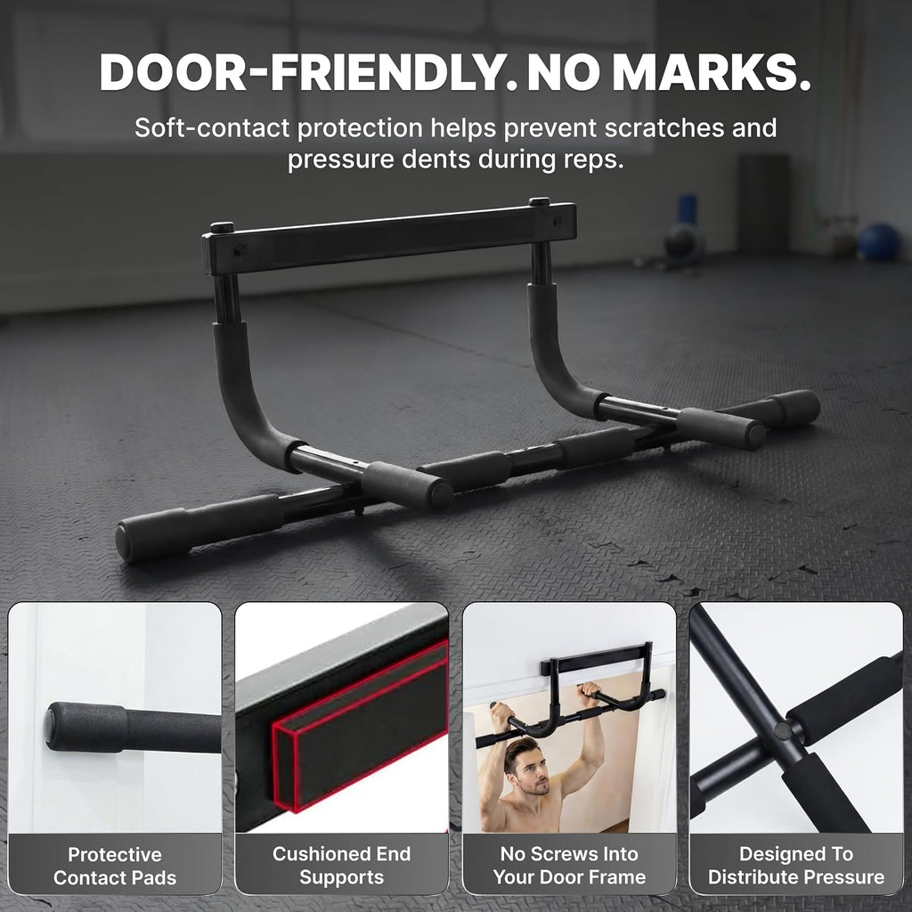 Pull Up Bar for Doorway - Upto 250 Lbs Capacity, No Screwing or Slipping, Hanging Pullup & Chin Up Bar for Door Frame