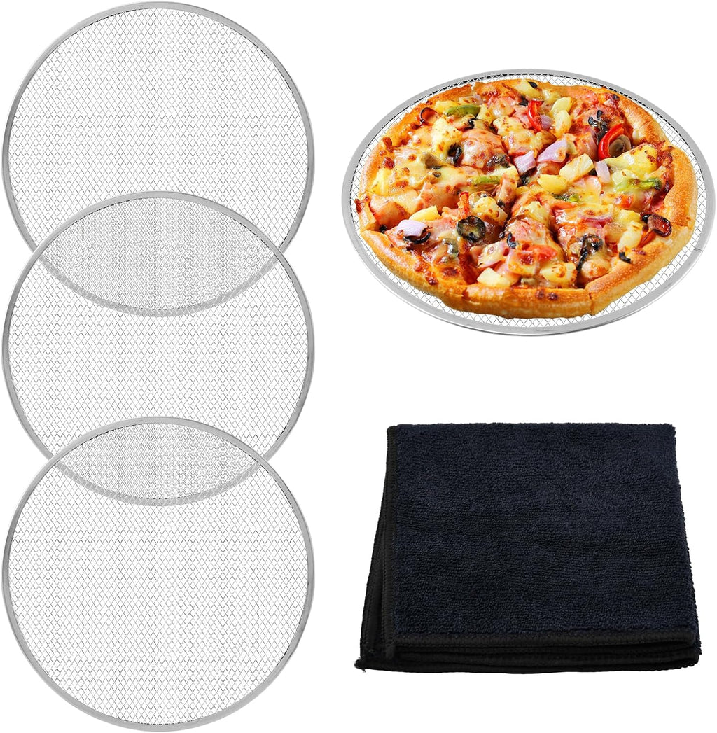 3‑Pack Aluminum Pizza Screens, 12 Inch Baking Screens for Home Oven