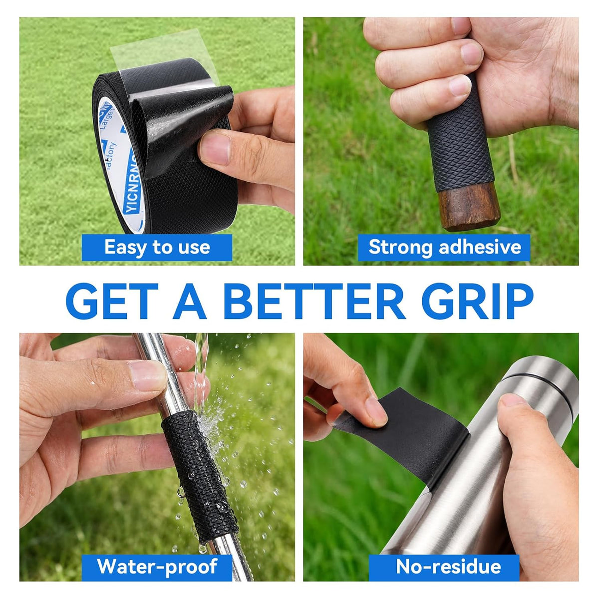 4 Inch x 16.4 FT Black Rubber Grip Tape, Textured & Adhesive