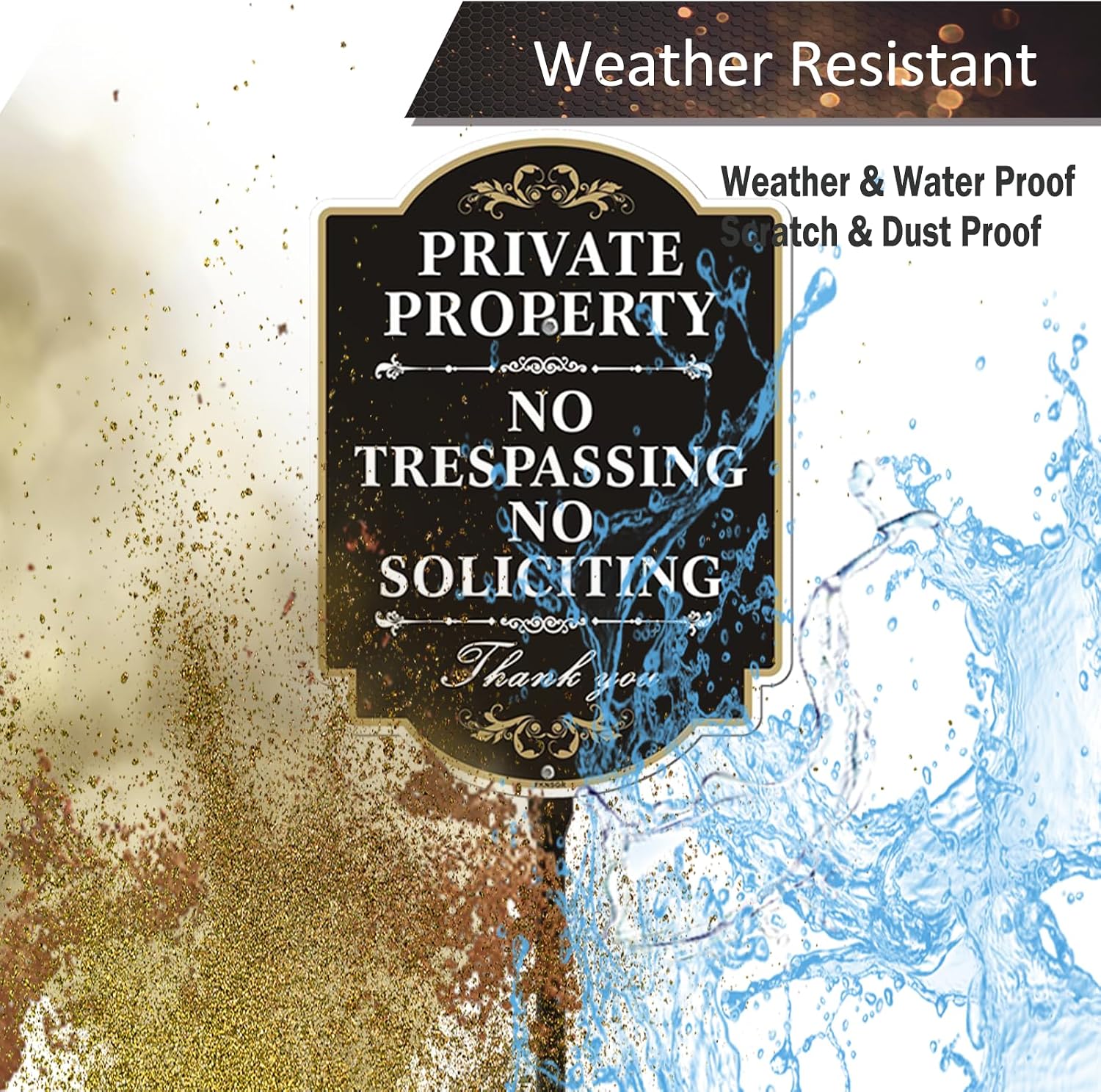 No Trespassing No Soliciting Sign with A Sturdy 35-inch Height Stake | Aluminum 12 x 8 inch Private Property Sign