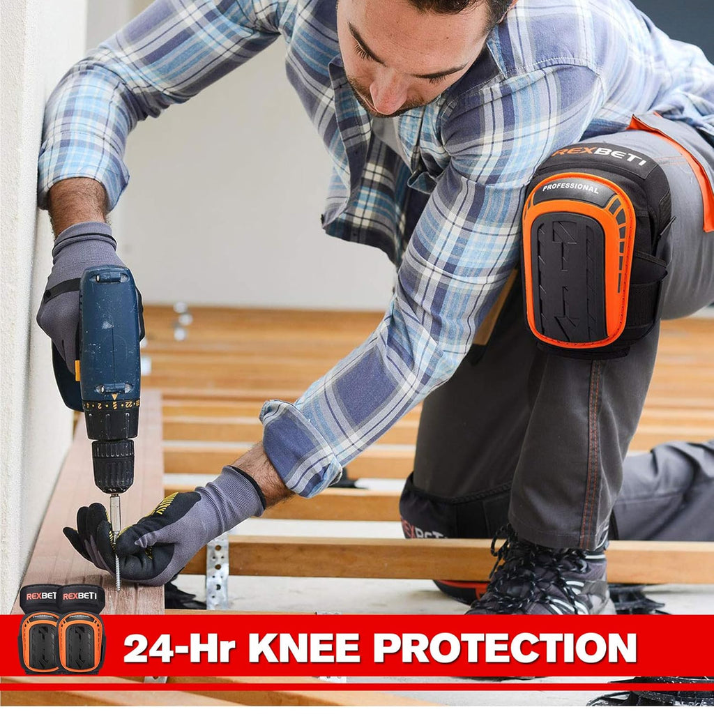 Construction Knee Pads for Men, Heavy Duty Comfortable Anti-slip Foam Gel Knee Pads for Gardening Flooring and