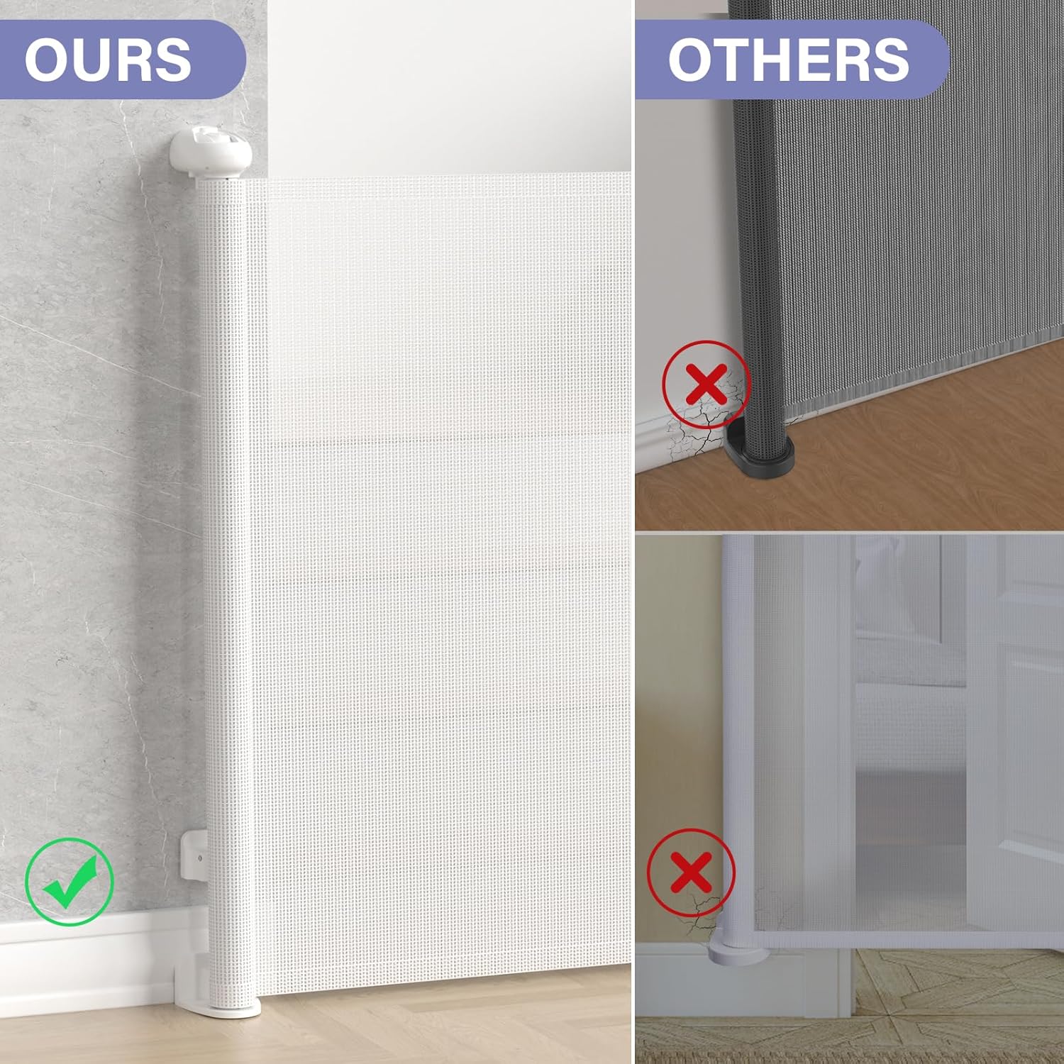 Retractable Baby Gates No Drilling, PRObebi Retractable Dog Gate for the House Extends to 54" Wide 33" Tall, Gates
