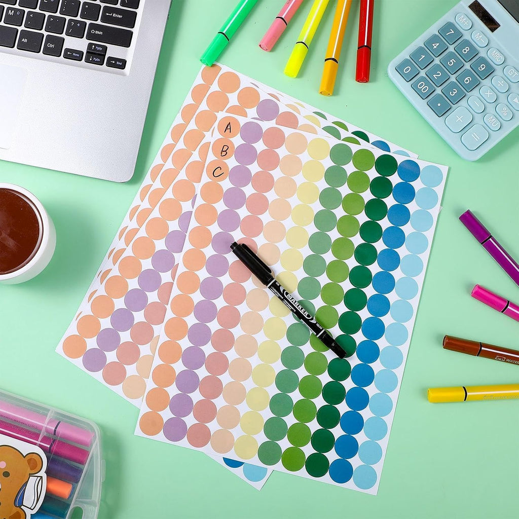 2800 Pcs Colored Dot Stickers 3/4 Inch Round Color Coding Labels