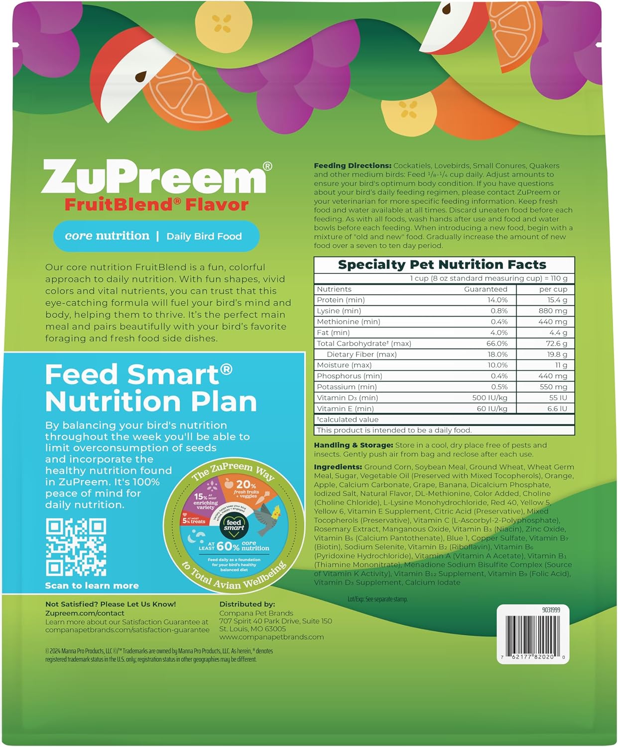 Smart Selects Parakeet & Budgie Food, Seed Blend, Small, 2 lb | Bird Food, Parrot & Parakeet Food, Budgie, Pellet