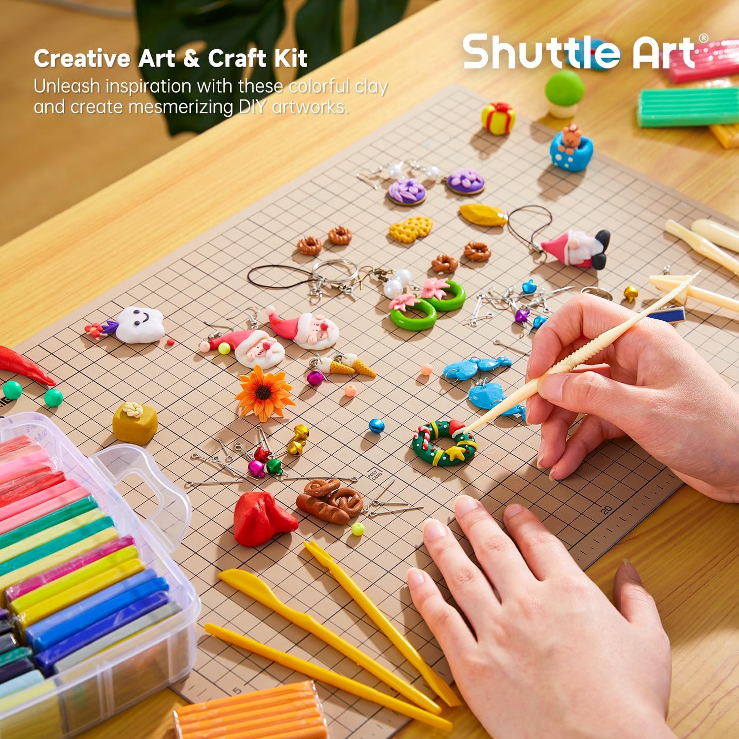 Polymer Clay Kit, 50 Colors Oven Bake Clay for Kids with 19 Carving Tools and 10 Accessories, Non-Sticky, Non-Toxic