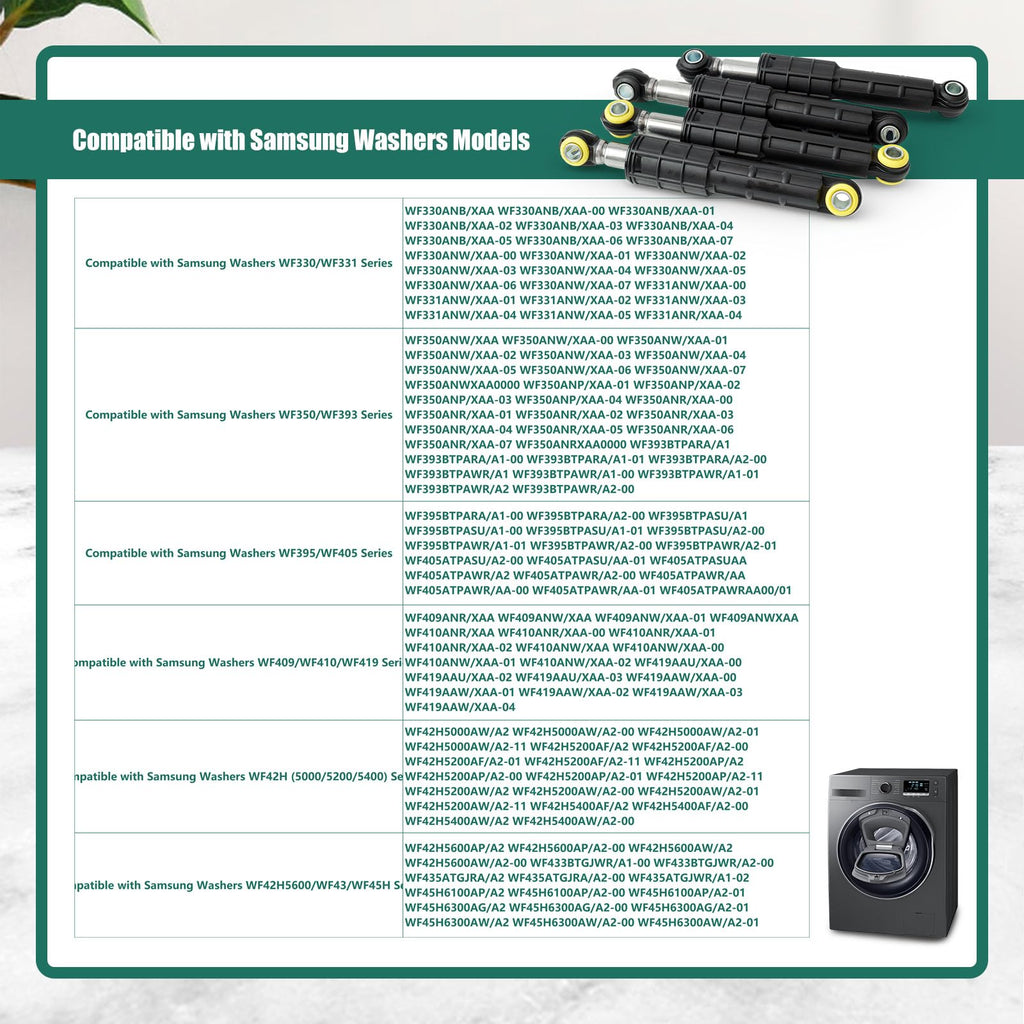 YUXIVCNE Shock Absorber Kit Compatible with Samsung Washers WF42H5000AW/A2
