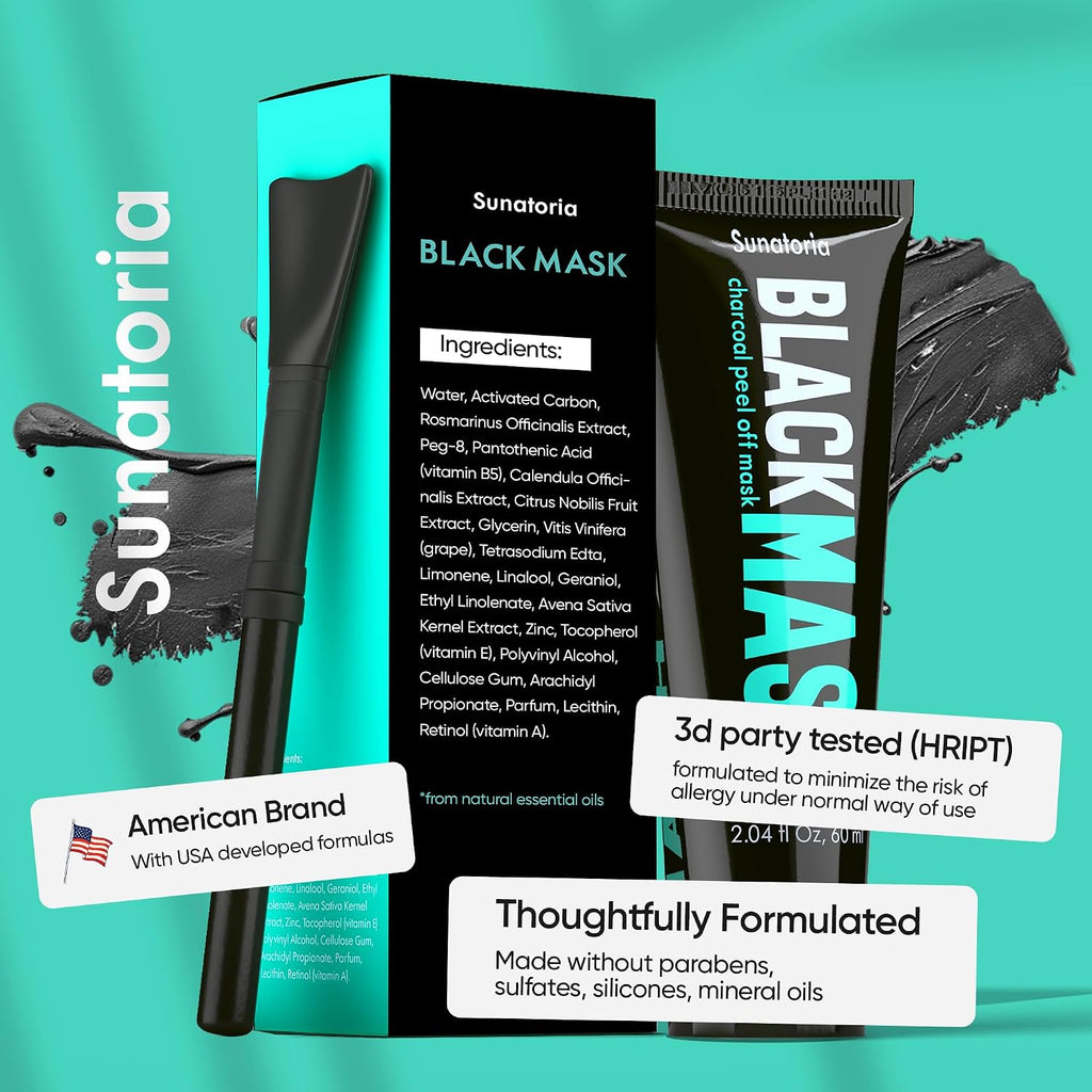 Original Black Peel Off Face Mask – Charcoal Pore Mask – Helps Remove Excess Oil & Lift Away Surface Impurities –