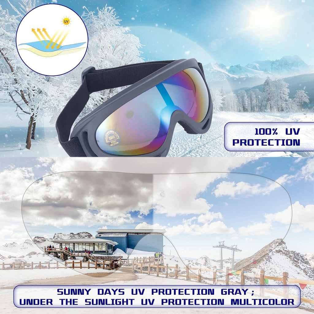 2-Pack Kids Ski Goggles, Snowboard Goggles for Adult Youth Teens Boys & Girls, Winter Snow Sports Goggles