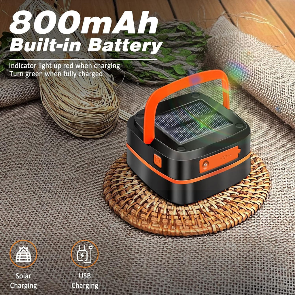 2-Pack Folding Solar Camping Lantern Flashlights, DIBMS Mini Collapsible USB Rechargeable Waterproof Hanging Light