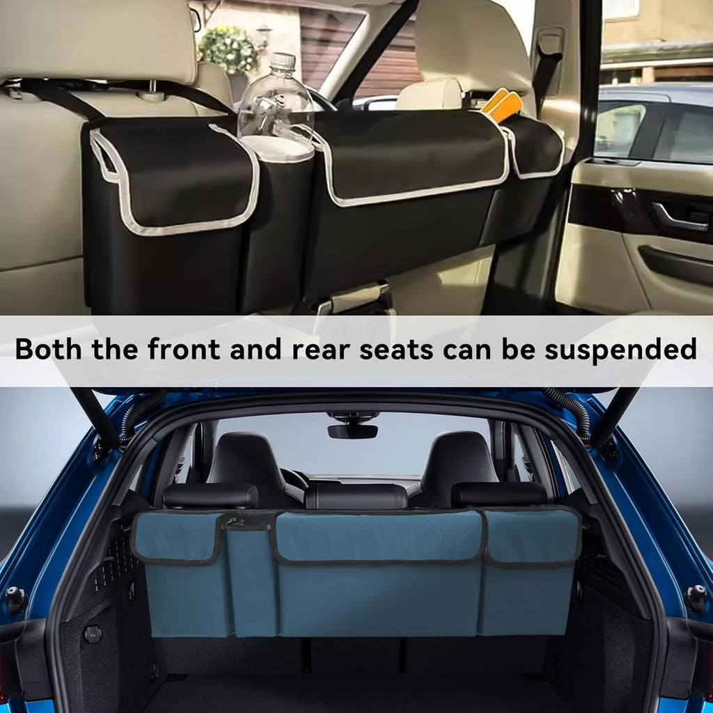 Car Trunk Organizer, Backseat Hanging Large Storage with Adjustable Straps,Waterproof PVC Collapsible Cargo Bag, Car