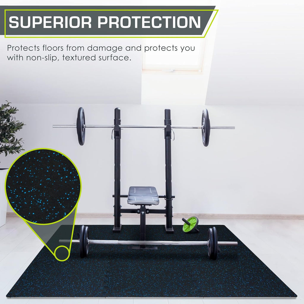 Fit Rubber Top Exercise Puzzle Mat ½-inch, EVA Foam, Protective Interlocking Tiles for Home Gym Equipment and