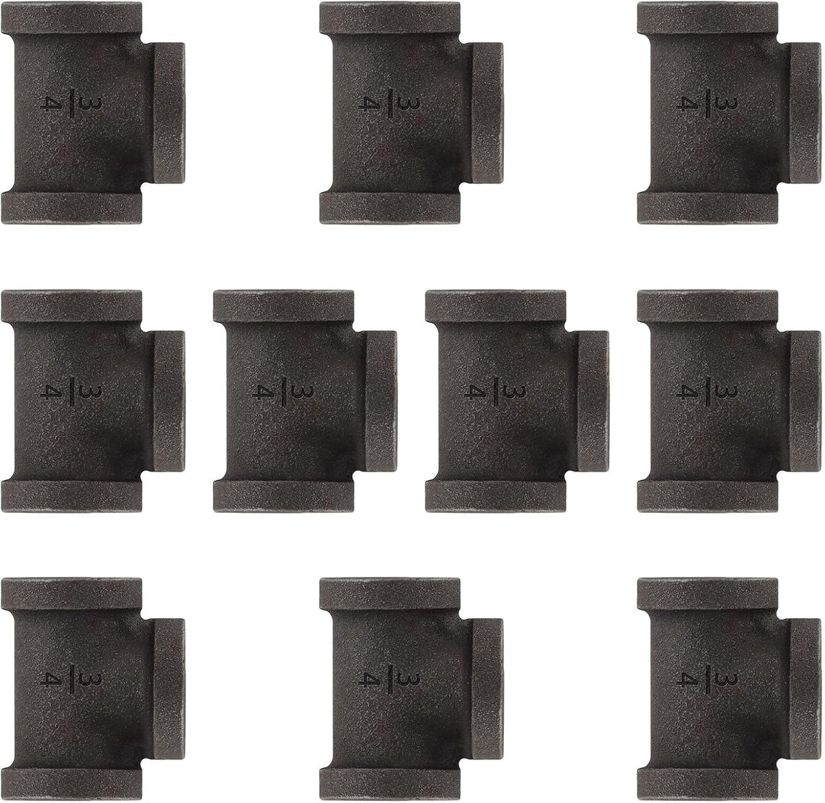 3/4" Malleable Cast Iron Pipe Tees 10 PACK
