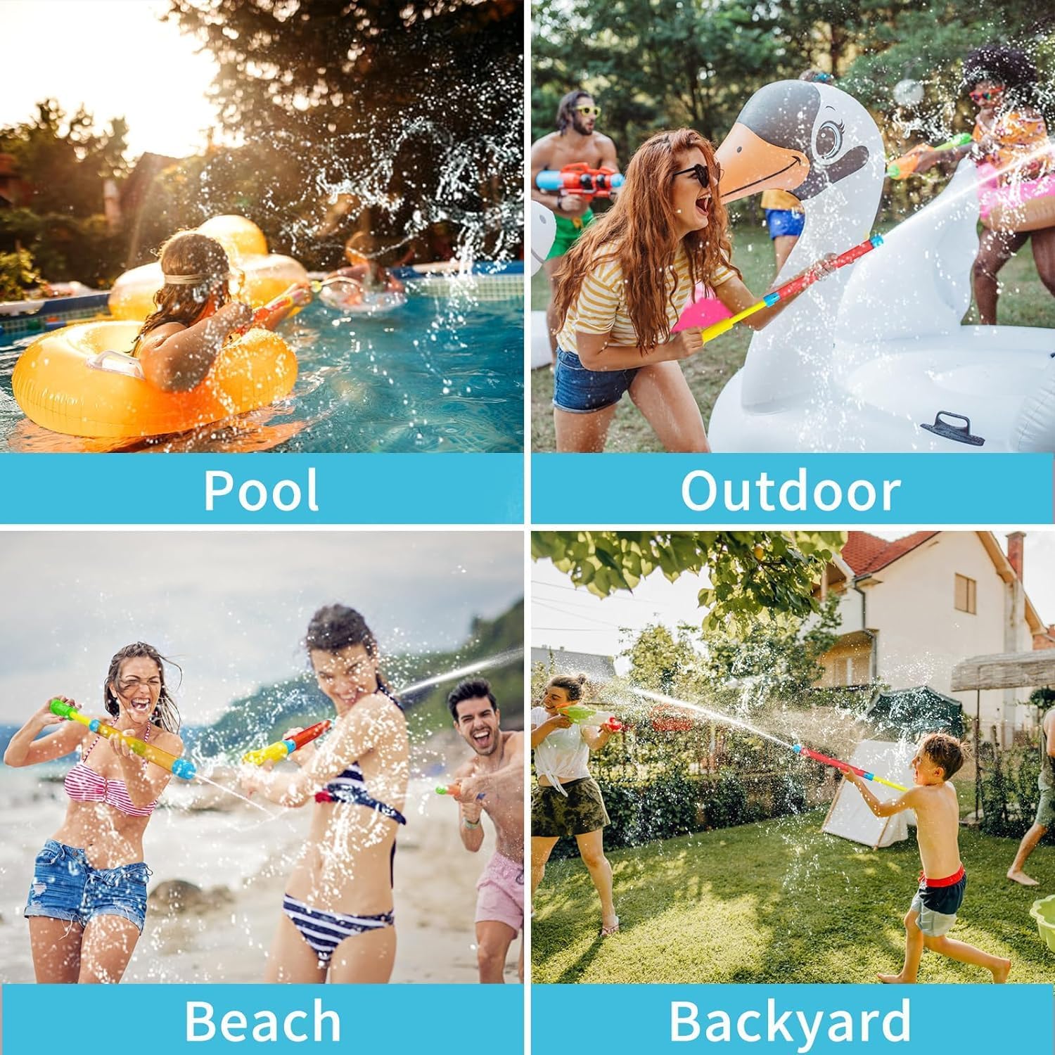 6 Pack Water Gun, Water Blaster for Kids & Adults | Shoot Up to 40 ft, Bulk Water Squirt Guns, Water Guns for