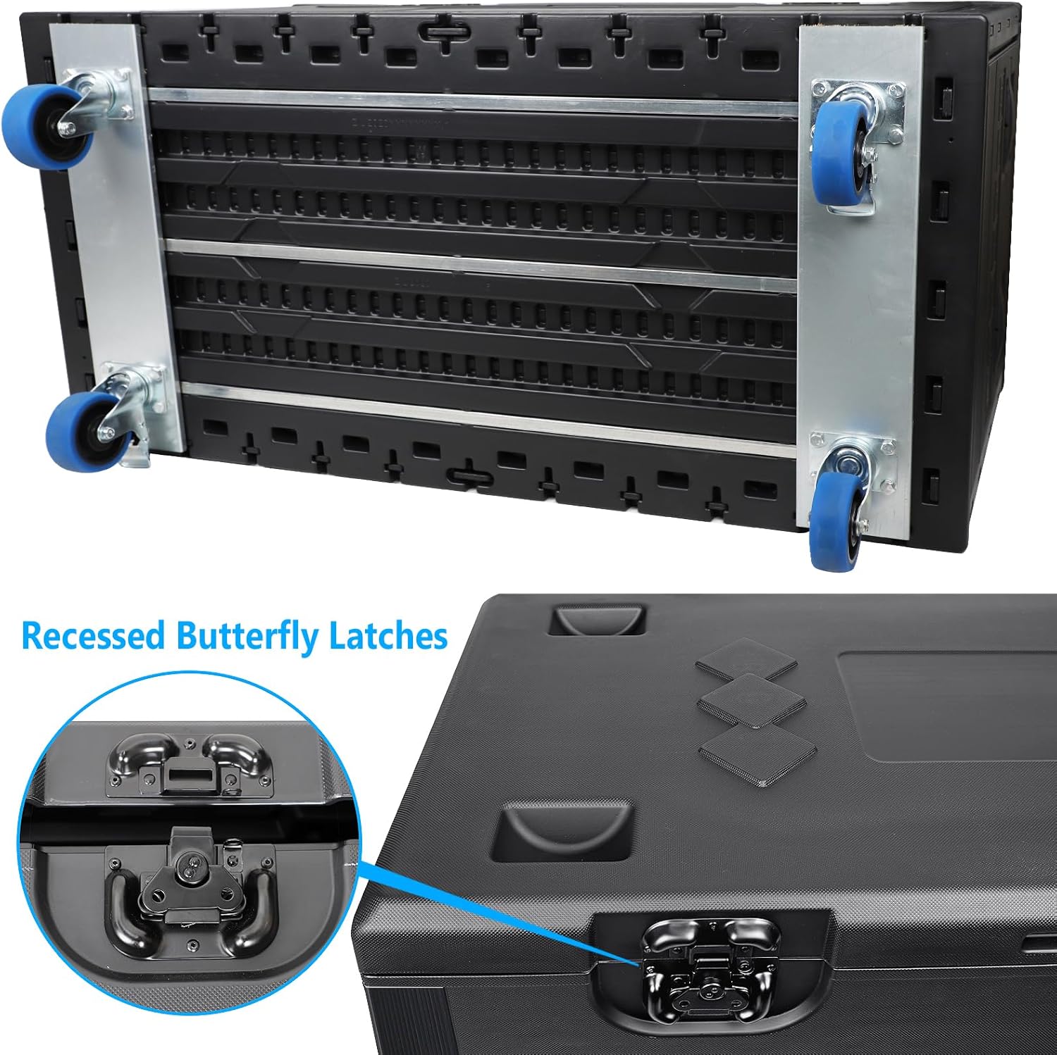 Rolling Road Case 44"x22"x24", Heavy Duty Cable Trunk with Wheels | Stackable Utility ATA Flight Case