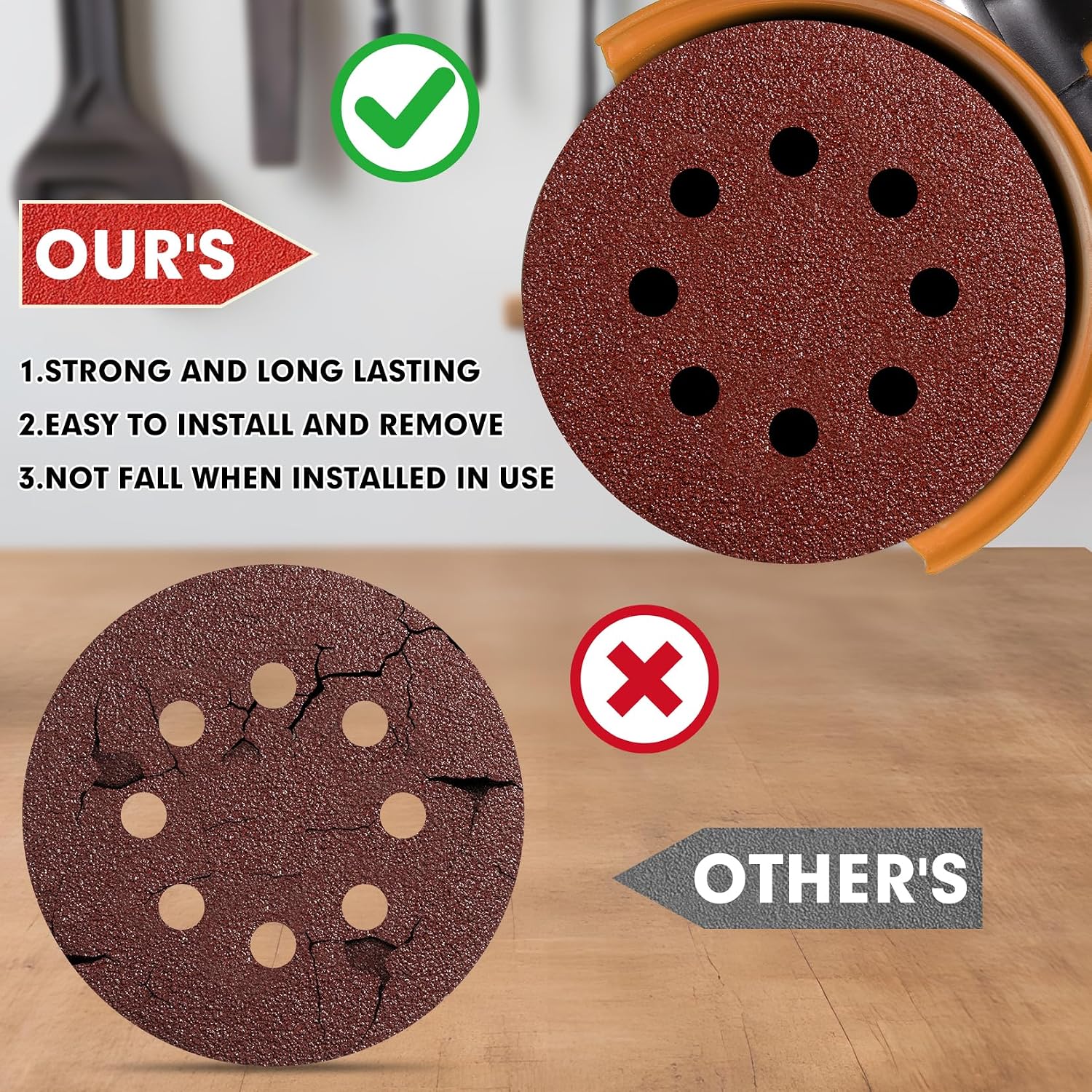 5 Inch Sanding Discs – 180 PCS Sandpaper Assortment for Orbital Sander Pads, Hook & Loop Sanding Pads, Round Sanding